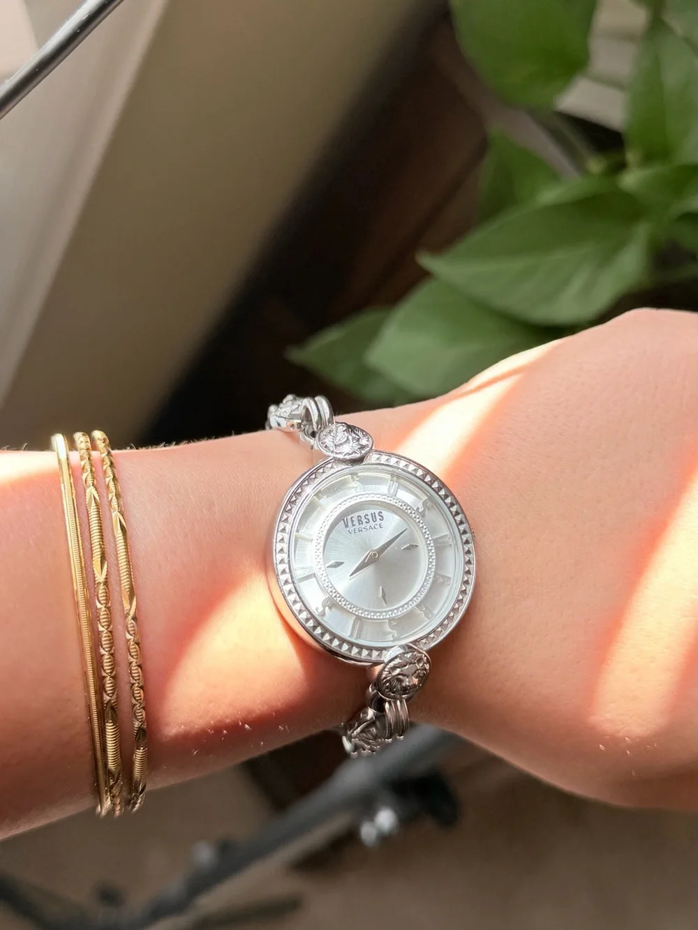 Versus Versace Silver-Tone Medallion Bracelet Watch 36mm